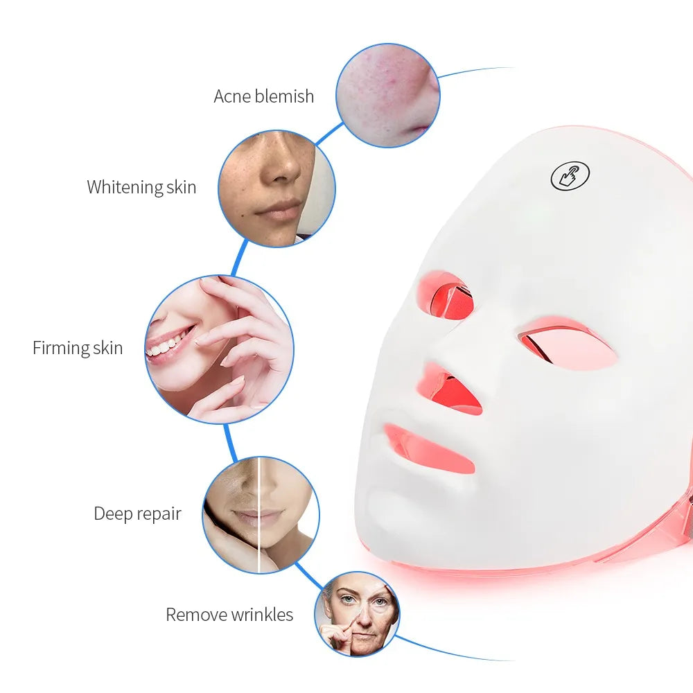 7-Color LED Photon Therapy Rechargeable Facial Mask - Skin Rejuvenation & Beauty Device-3